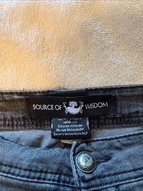 Source of Wisdom Women's Straight Leg Jeans - Charcoal Gray